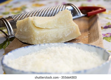 Rind And Pulp Of Parmesan Cheese Ready To Grate