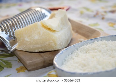 Rind And Pulp Of Parmesan Cheese Ready To Grate