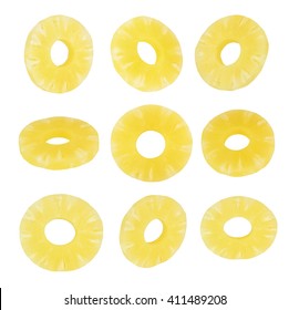 Ring Of Canned Pineapple On White Background