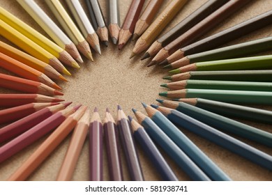 ring of colorful pencils 