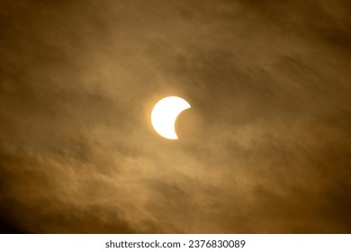
Ring eclipse, beautiful ring eclipse on October 14, 2023 seen from the city of Araras S.P. Brazil, partial view due to location.