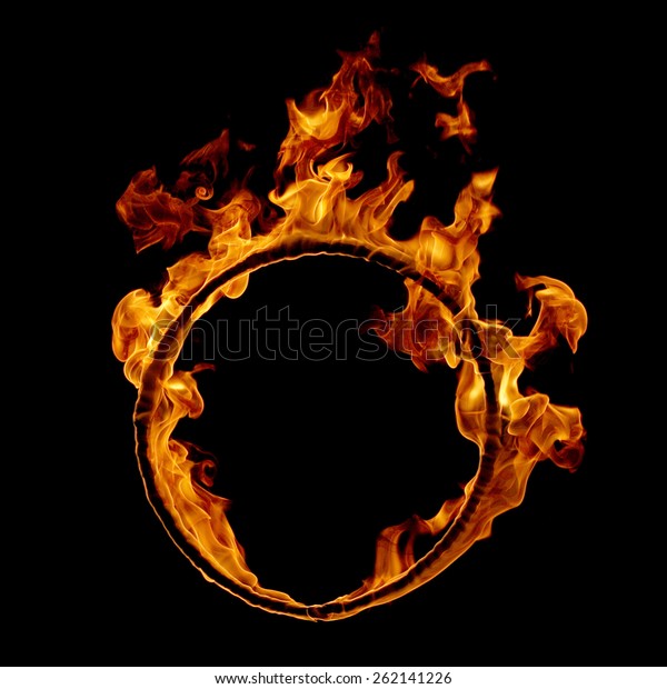 Ring Fire Black Background Stock Photo Edit Now 262141226
