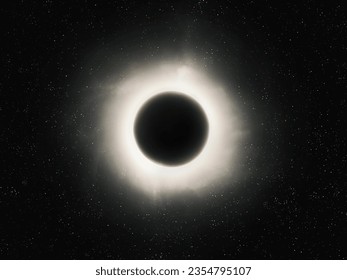 Ring of light around the singularity. A black hole in space absorbs matter. Dark star in the universe.