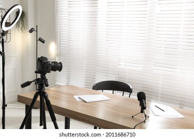 Ring Light, Camera And Microphone For Blogging In Room