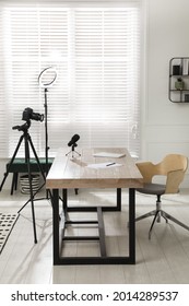 Ring Light, Camera And Microphone For Blogging In Room