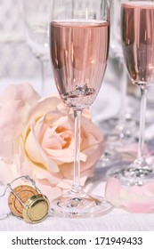 Ring In Pink Champagne With Flowers