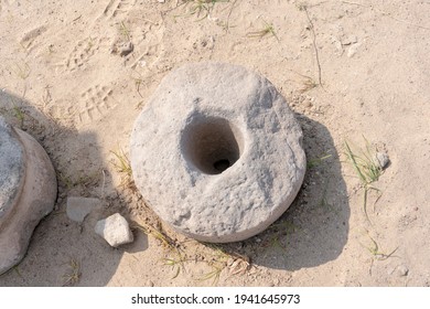 Ring Stones Used For Base Of Houses At Middle And Lower Towns At Ancient Indus Valley Civilization Or Harappan Civilisation Ruins At Dholavira, Khadir Island, India 