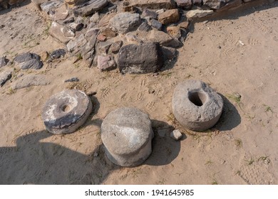 Ring Stones Used For Base Of Houses At Middle And Lower Towns At Ancient Indus Valley Civilization Or Harappan Civilisation Ruins At Dholavira, Khadir Island, India 