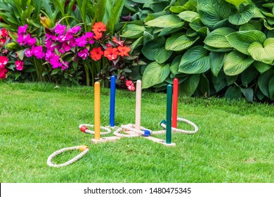 Ring Toss Game In A Yard.