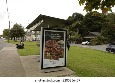 Ringaskiddy, County Cork, Ireland - September 22, 2022 : A Food Service Advertisement Displayed At The Busstop