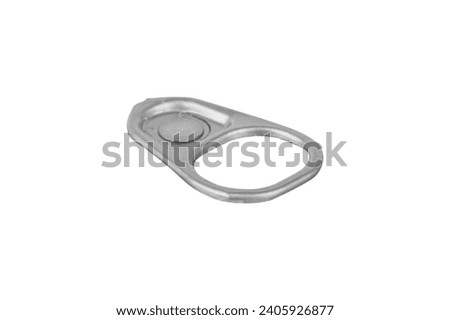 Ring-pull, pull tab from an aluminum tin can isolated from background