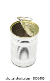 Ringpull tin can on white background