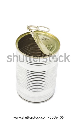 Ringpull tin can on white background