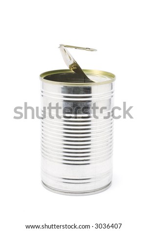 Ringpull tin can on white background