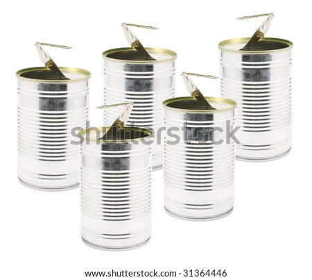 Ringpull Tin Cans on White Background