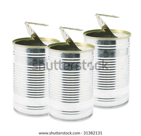 Ringpull Tin Cans on White Background