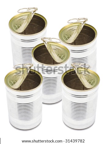 Ringpull Tin Cans on White Background