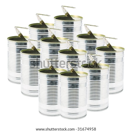 Ringpull Tin Cans on White Background