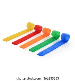 Rings from Colorful Velcro Strips, on white background