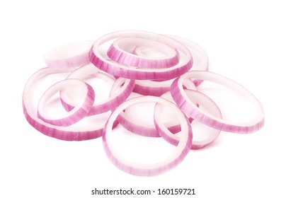 Rings of violet onion. Isolated on a white background. - Shutterstock ID 160159721