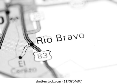 Rio Bravo. Texas. USA On A Map