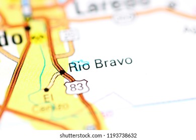 Rio Bravo. Texas. USA On A Map