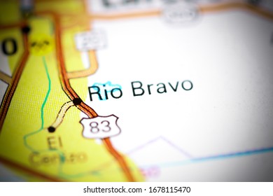 Rio Bravo. Texas. USA On A Map