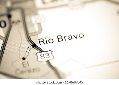 Rio Bravo. Texas. USA On A Map