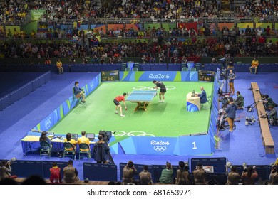 Rio, Brazil, 11 August 2016: The Table Tennis Player Long MA (CHN) When Playing Against Jike ZHANG (CHN) During Olympic Games Rio 2016 At Riocentro