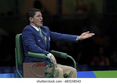 Rio, Brazil, 11 August 2016: The Table Tennis Referee During Olympic Games Rio 2016 At Riocentro