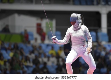 Rio, Brazil - August 08, 2016: Velikaya S. (RUS) X Brunei M. (FRA) During The Fencing Of The Rio 2016 Olympics Fencing Held At The Carioca Arena 3