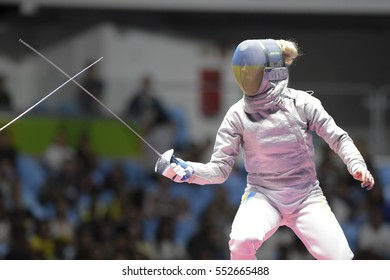 Rio, Brazil - August 08, 2016: Egorian Y. (RUS) X Kharlan O. (UKR) During The Fencing Of The Rio 2016 Olympics Fencing Held At The Carioca Arena 3