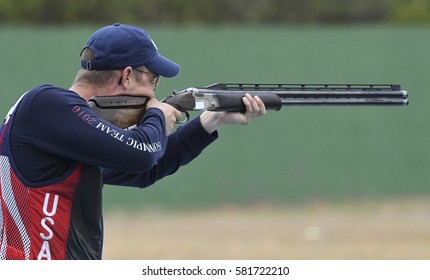 Rio, Brazil - august 10, 2016: Usa Player during Double Trap Men at Olympic Games 2016 in Olympic Shooting Centre, Deodoro