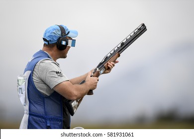 Rio, Brazil - august 10, 2016: BROL Enrique (GUA) during Double Trap Men at Olympic Games 2016 in Olympic Shooting Centre, Deodoro