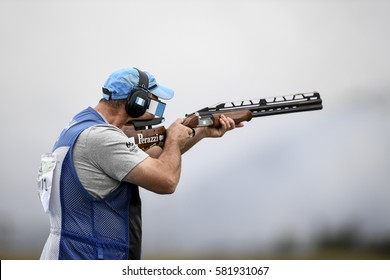 Rio, Brazil - august 10, 2016: BROL Enrique (GUA) during Double Trap Men at Olympic Games 2016 in Olympic Shooting Centre, Deodoro