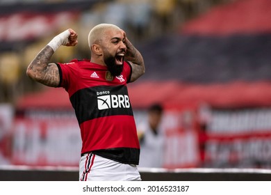 Rio, Brazil - july 29, 2021: Gabriel Barbosa (Gabigol) player in match between Flamengo 6 vs 0 ABC by Brazilian Cup in Maracana Stadium