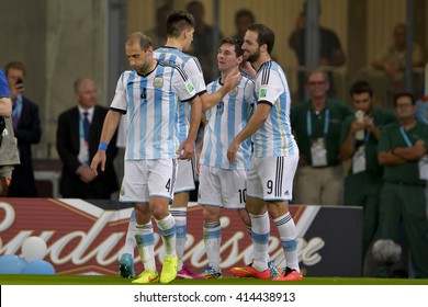 RIO, BRAZIL - June 15, 2014: Lionel MESSI of Argentina during the 2014 World Cup. Argentina is facing Bosnia in the Group F at Maracana Stadium