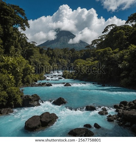 Rio Celeste, located in Tenorio Volcano National Park, Costa Rica, is a stunning natural wonder known for its vibrant turquoise-blue waters.