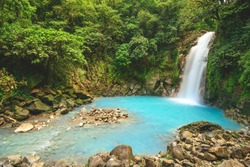 The Rio Celeste Waterfall In Costa Rica