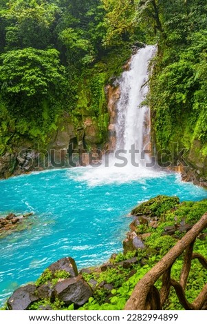 Rio Celeste Waterfall and pond in Tenorio Volcano National Park, Alajuela Province, Costa Rica
