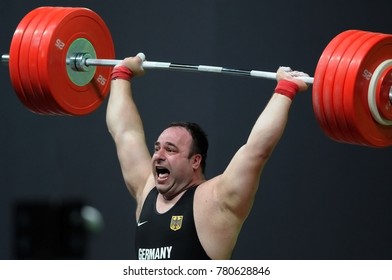 Rio de Janeiro, April 10, 2016.
German athlete Almir Velagic, during weightlifting competition at a test event for the Olympics in the Parque Olimpico in the city of Rio de Janeiro, Brazil