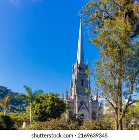 Petrópolis - Rio De Janeiro - Brasil - MAI 26 2022: Tower Cathedral Of Saint Peter Of Alcantara