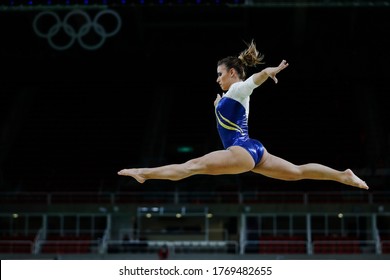 RIO DE JANEIRO, BRAZIL 08/04/2016: Jade Barbosa At The Rio 2016 Summer Olympic Games Artistic Gymnastics. Athlete Of Team Brazil Performs A Training Session Prior To  The Medal Competition