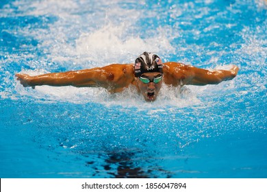 Rio De Janeiro, Brazil 08/09/2016: Michael Phelps Wins Rio 2016 Olympic Games 200m Butterfly Swim. USA Champion Record Holder Swimmer Scores Another Gold Medal Swimming Competition At Aquatic Stadium