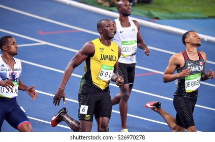 Rio De Janeiro, Brazil 15 August 2016: Athlets Jamaica's Usain Bolt, during a semifinal men's 100 meters at the Olympic Summer Games in Rio de Janeiro.