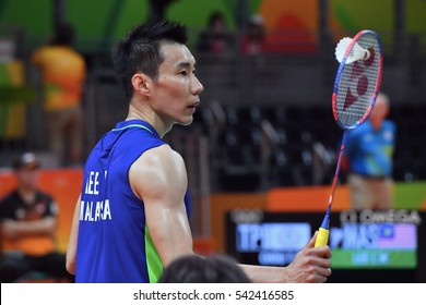RIO DE JANEIRO,, Brazil 20 August 2016: Malaysia badminton player, Lee Chong Wei when playing against China player, Chen Long, in the final, Rio De Janeiro, Brazil.
