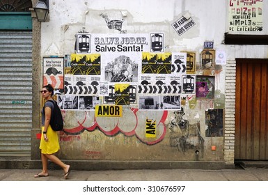 RIO DE JANEIRO, BRAZIL -25 JULY 2015- Graffiti street art murals in the streets of the Santa Teresa neighborhood in Rio de Janeiro.
