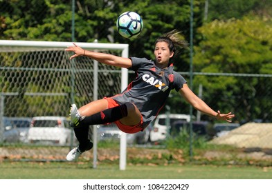 Rio De Janeiro, Brazil, April 10, 2018.
Training Of Flamengo Women's Soccer Players In The Field Of CEFAN In The City Of Rio De Janeiro.