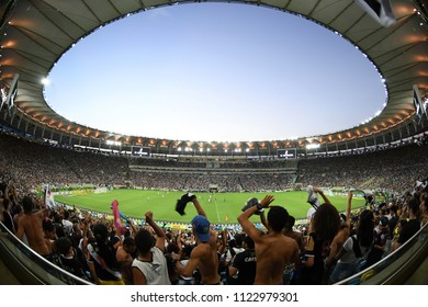 Rio de Janeiro, Brazil, April 8, 2018.
Fans crowded the stadium of Maracanã before the game Vasco vs. Botafogo for the Brazilian soccer championship in the city of Rio de Janeiro.