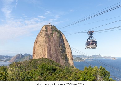 Rio de Janeiro, Brazil - April 10, 2015: Famous tourist attraction Sugar Loaf mountain in Rio de Janeiro, Brazil, view from the top. High quality photo.
